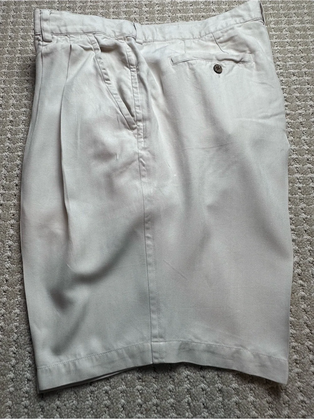 Tommy Bahama Beige Pleated Chino Shorts